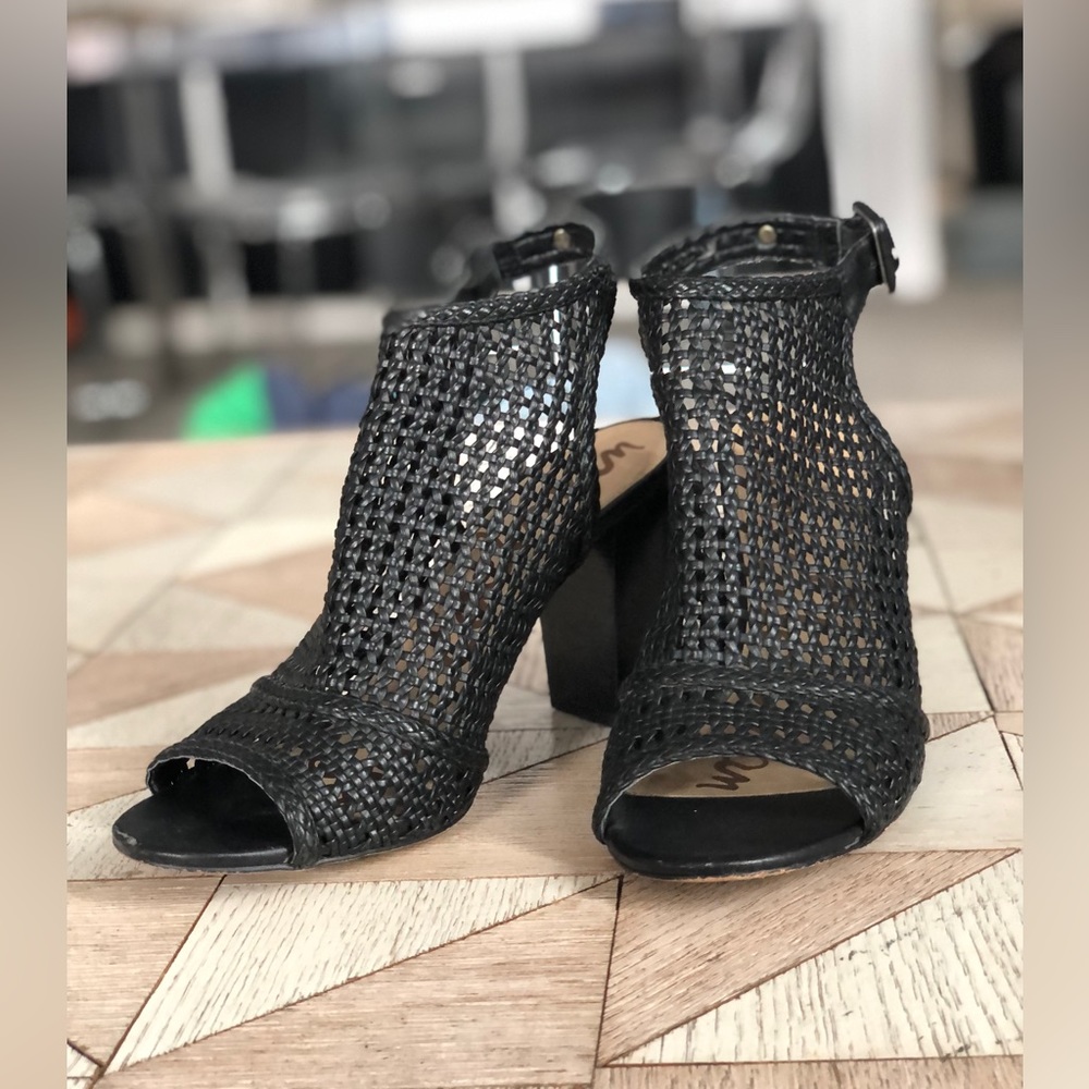 Sam Edelman, Evie Basket Weave Leather Heeled Sandals, 8